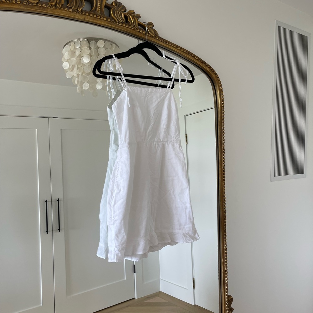 Abercrombie & Fitch White Linen Tie Strap Dress